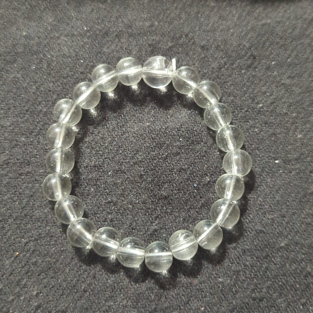Clear Round Beaded Stretchy Elastic Statement Bracelet